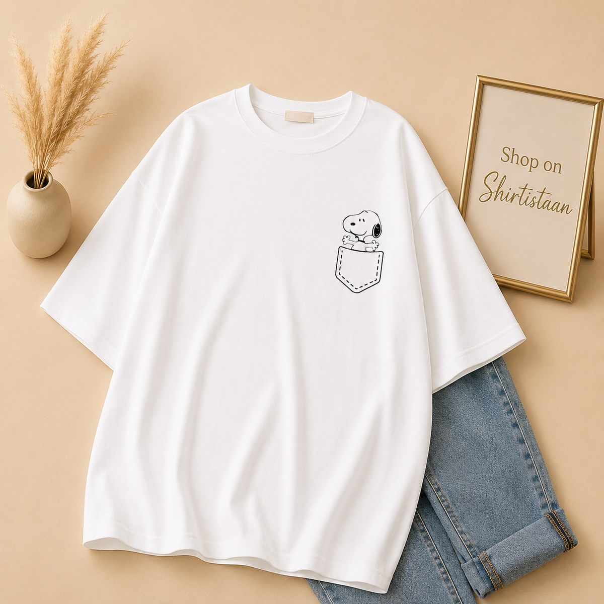 WHITE TEE POCKET DOG