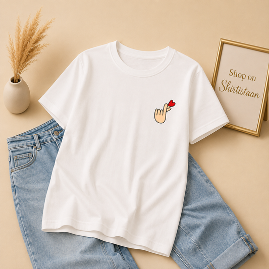 WHITE TEE POCKET LOVE CHARM