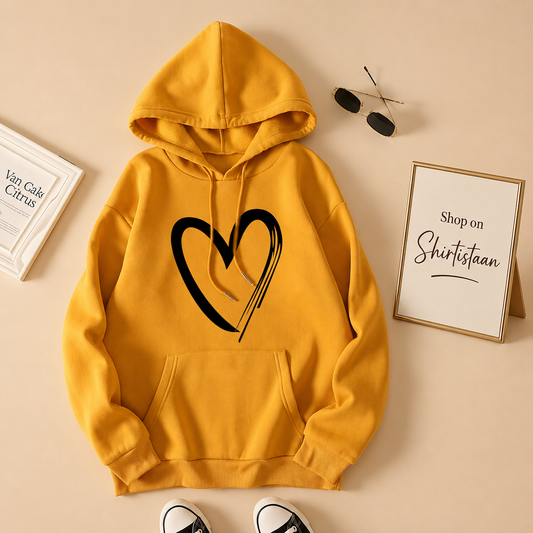 YELLOW HOODIE SHREDED HEART