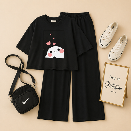 BLACK TEE MITHO PANDA WITH BLACK FLAPPER