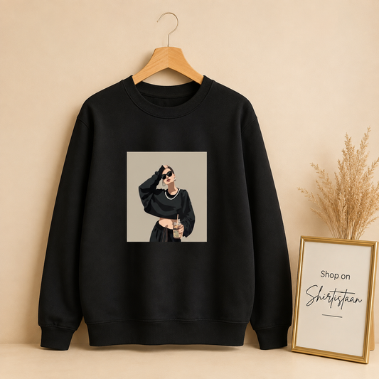 BLACK NECKLACE GIRL SWEATSHIRT
