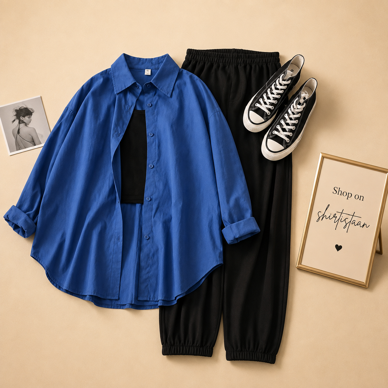 ROYAL BLUE BUTTON DOWN SHIRT WITH BLACK INNER TEE