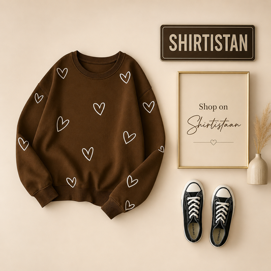 Brown Sweatshirt Unfilled Hearts