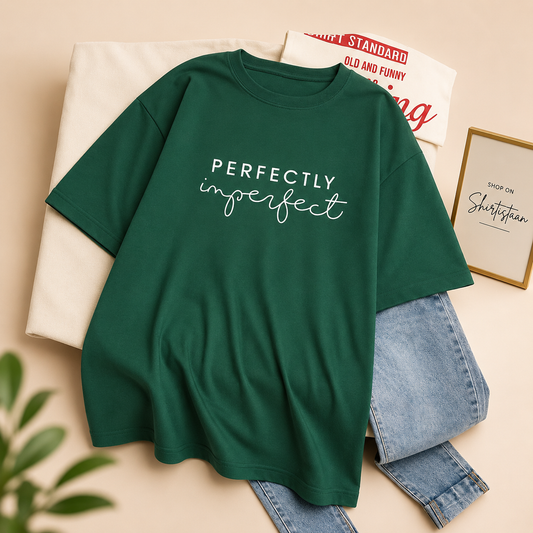 BOTTLE GREEN TEE PERFECTLY IMPERFECT