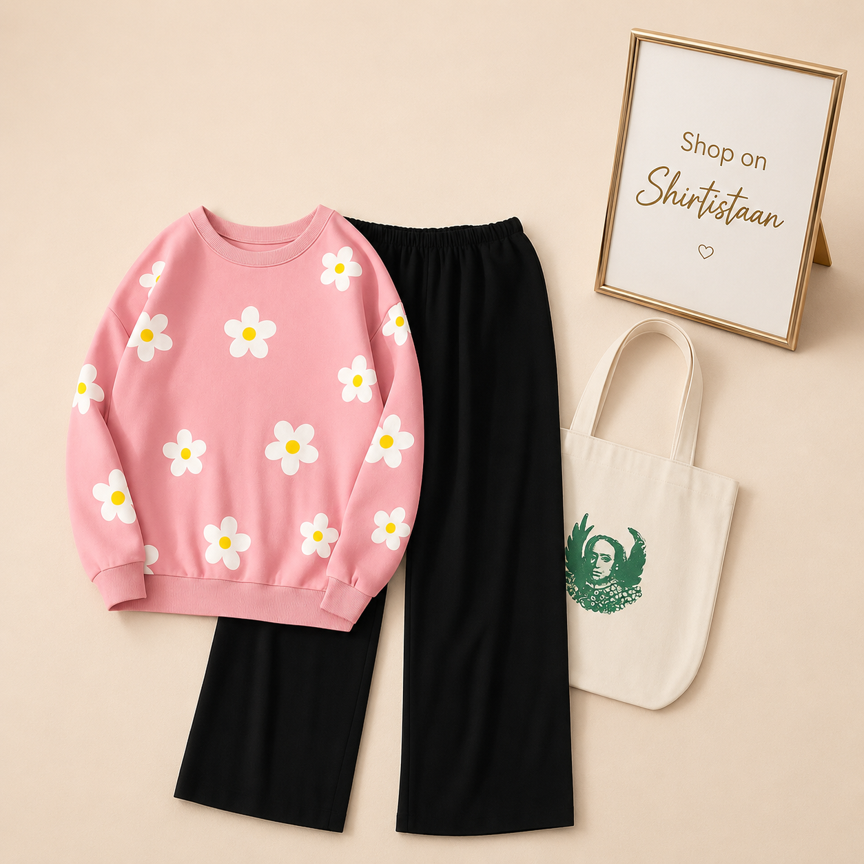 SUNFLOWER ALL OVER PINK SWEATSHIRT WITH FLAPPER