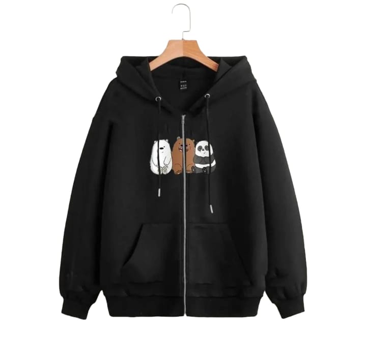 3 BEAR BLACK ZIPPER HOODIE