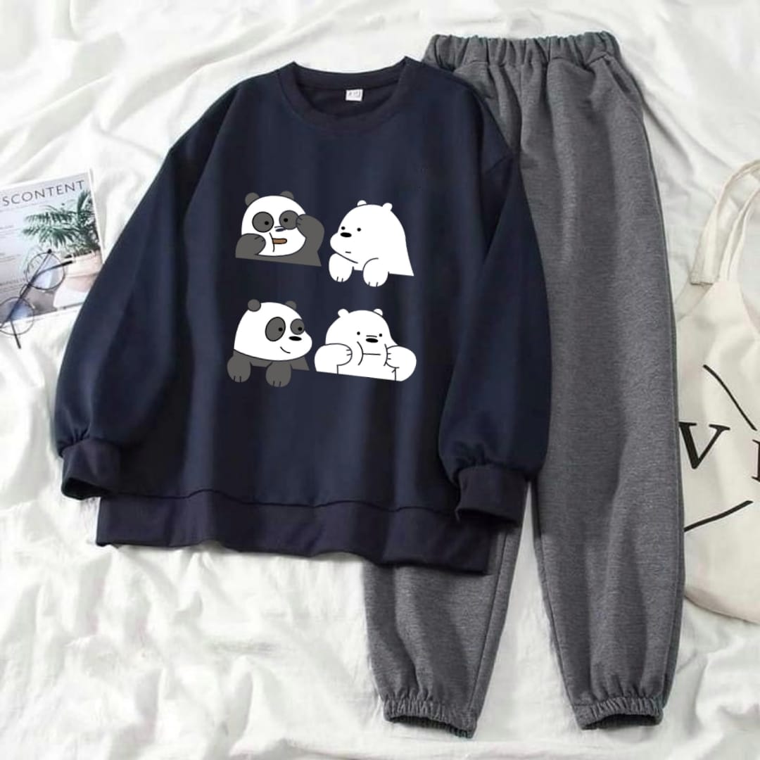 NAVY BLUE 4 BEAR SWEATSHIRT WITH CHARCOAL TROUSER