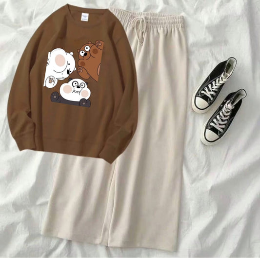 BOX BEAR BROWN SWEATSHIRT WITH BEIGE FLAPPER