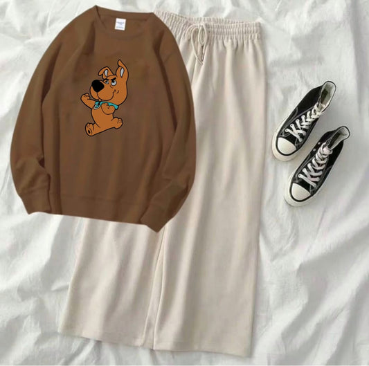 SCOBY DO BROWN SWEATSHIRT WITH BEIGE FLAPPER