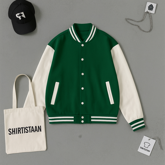 BOTTLE GREEN BASEBALL JACKET
