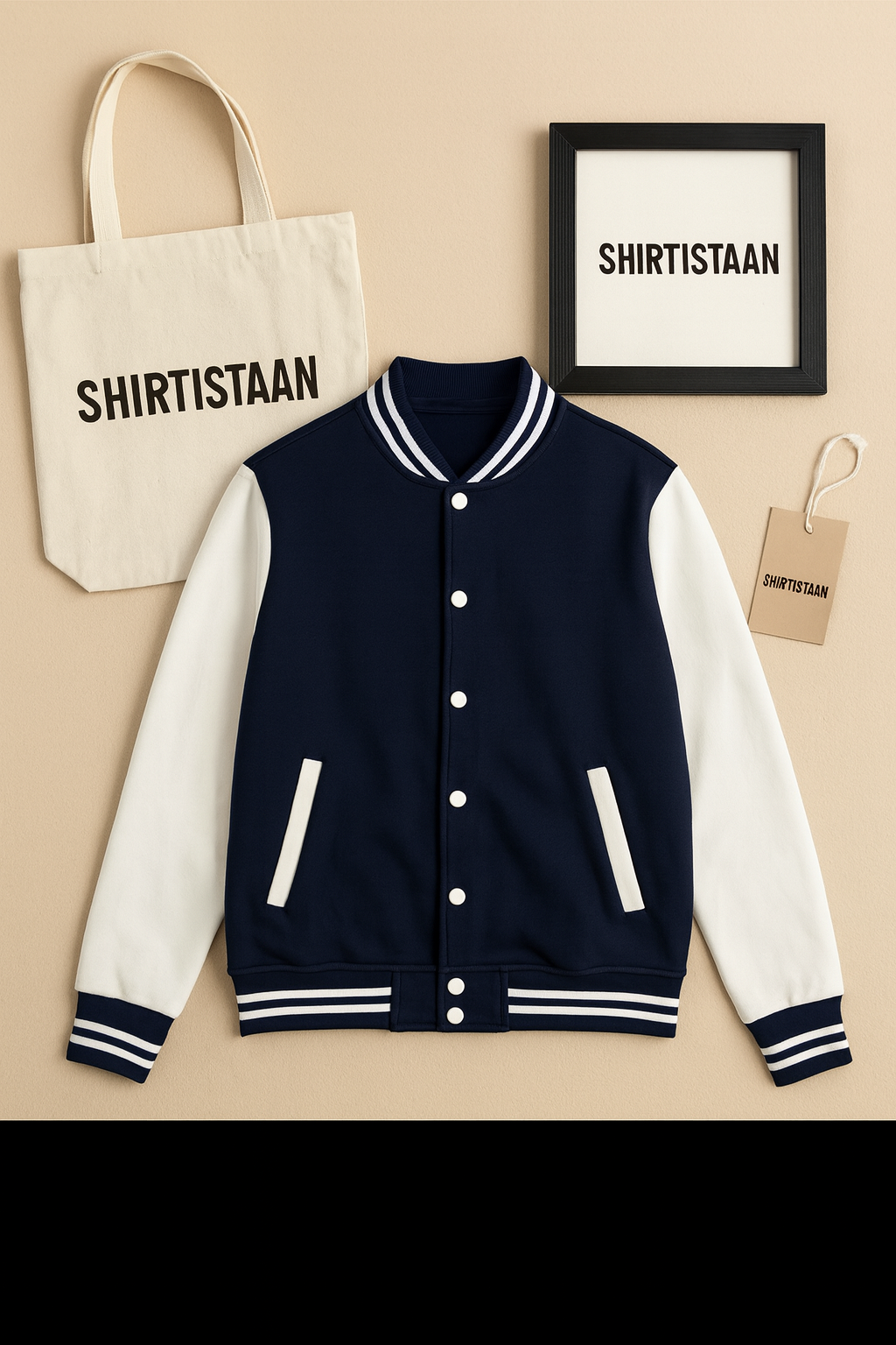 NAVY BLUE BASEBALL JACKET