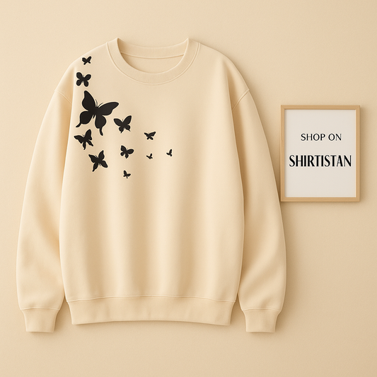 SHOULDER BUTTERFLY CREAM SWEATSHIRT