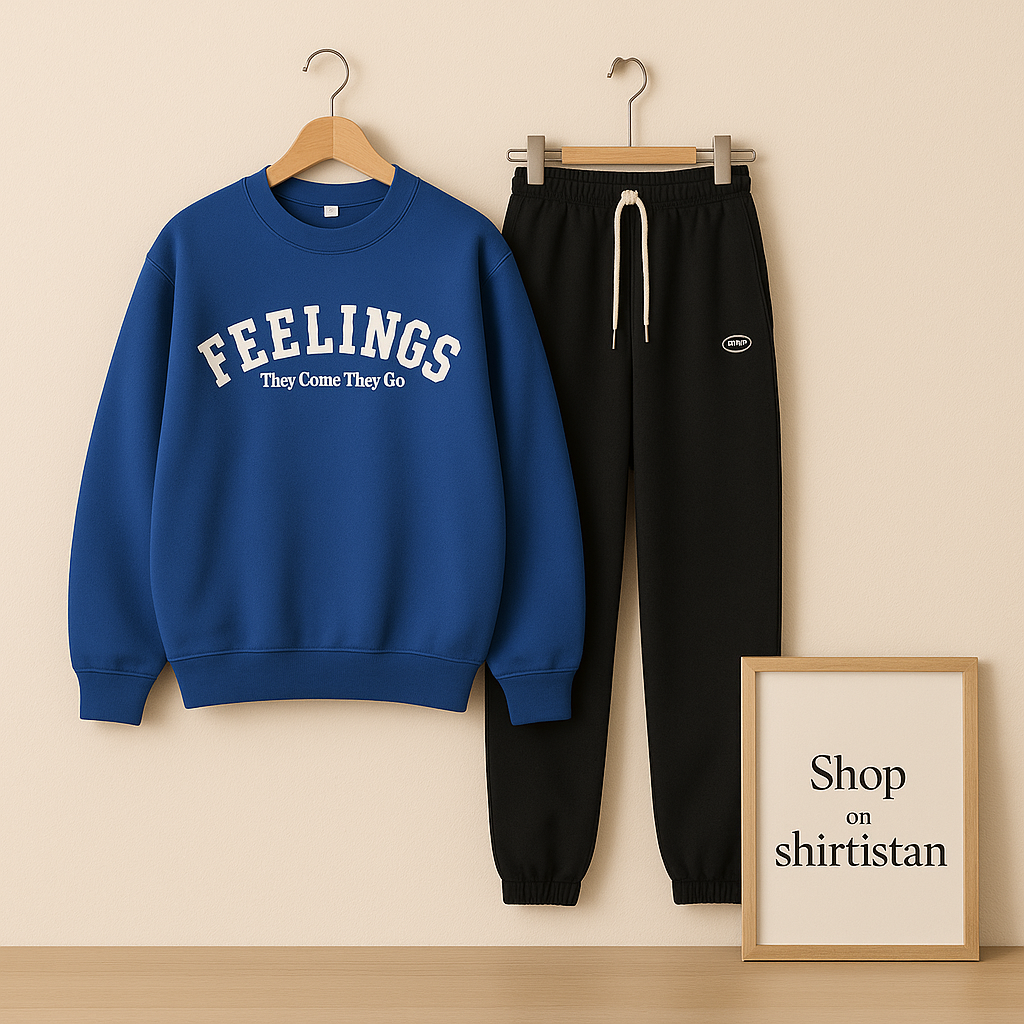 ROYAL BLUE SWEATSHIRT FEELINGS WITH BLACK TROUSER