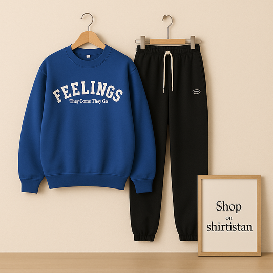 ROYAL BLUE SWEATSHIRT FEELINGS WITH BLACK TROUSER