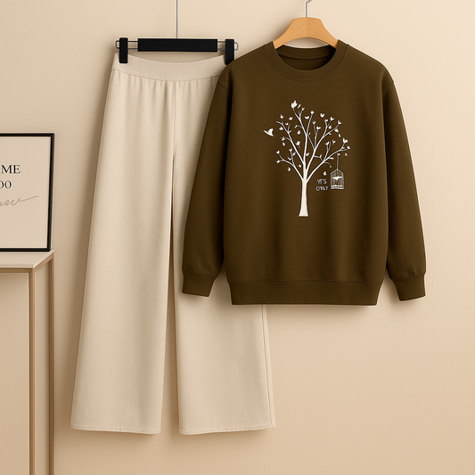 BROWN SWEATSHIRT NEW TREE WITH BEIGE FLAPPER