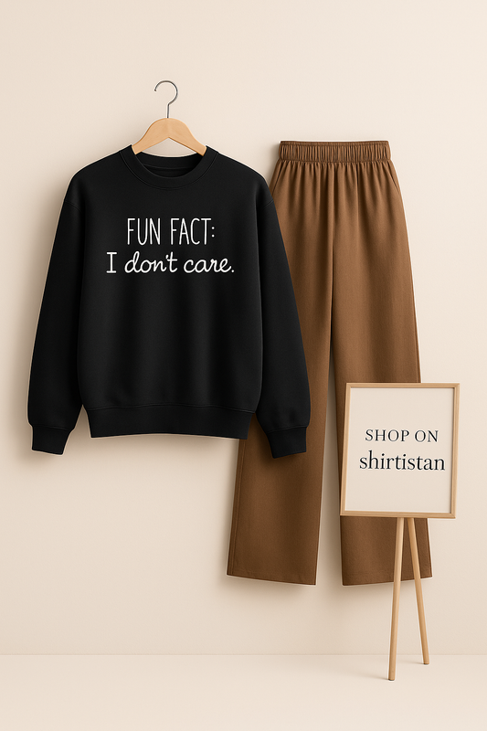 BLACK SWEATSHIRT FUN FACT WITH BROWN FLAPPER