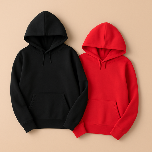 PAIR OF TWO HOODS (BLACK AND RED)