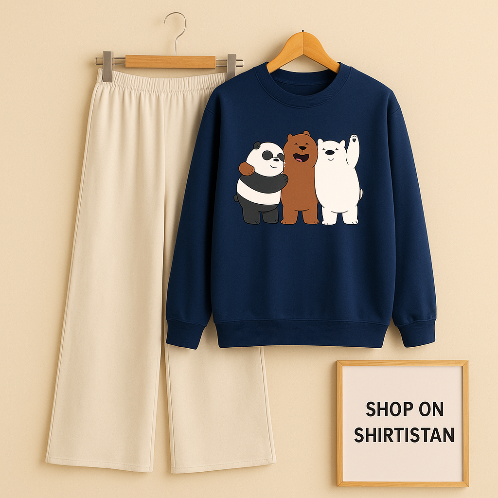 NAVY BLUE SWEAT TOGETHER BEAR WITH BEIGE FLAPPER