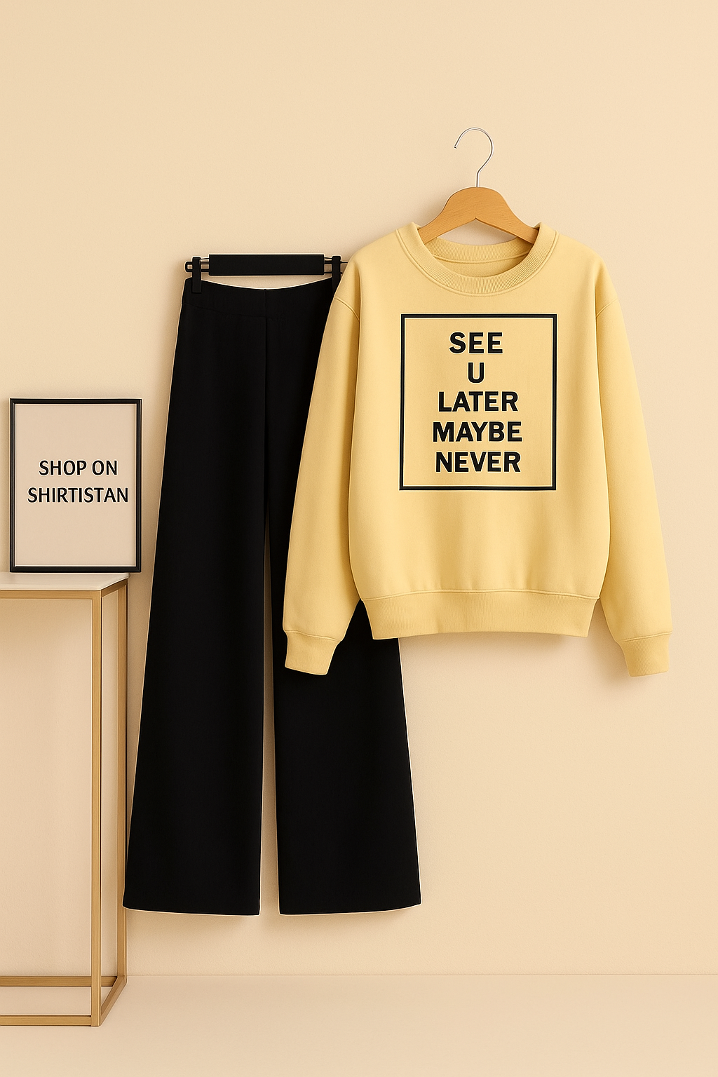 CREAM SWEATSHIRT SEE YOU LATER WITH BLACK FLAPPER