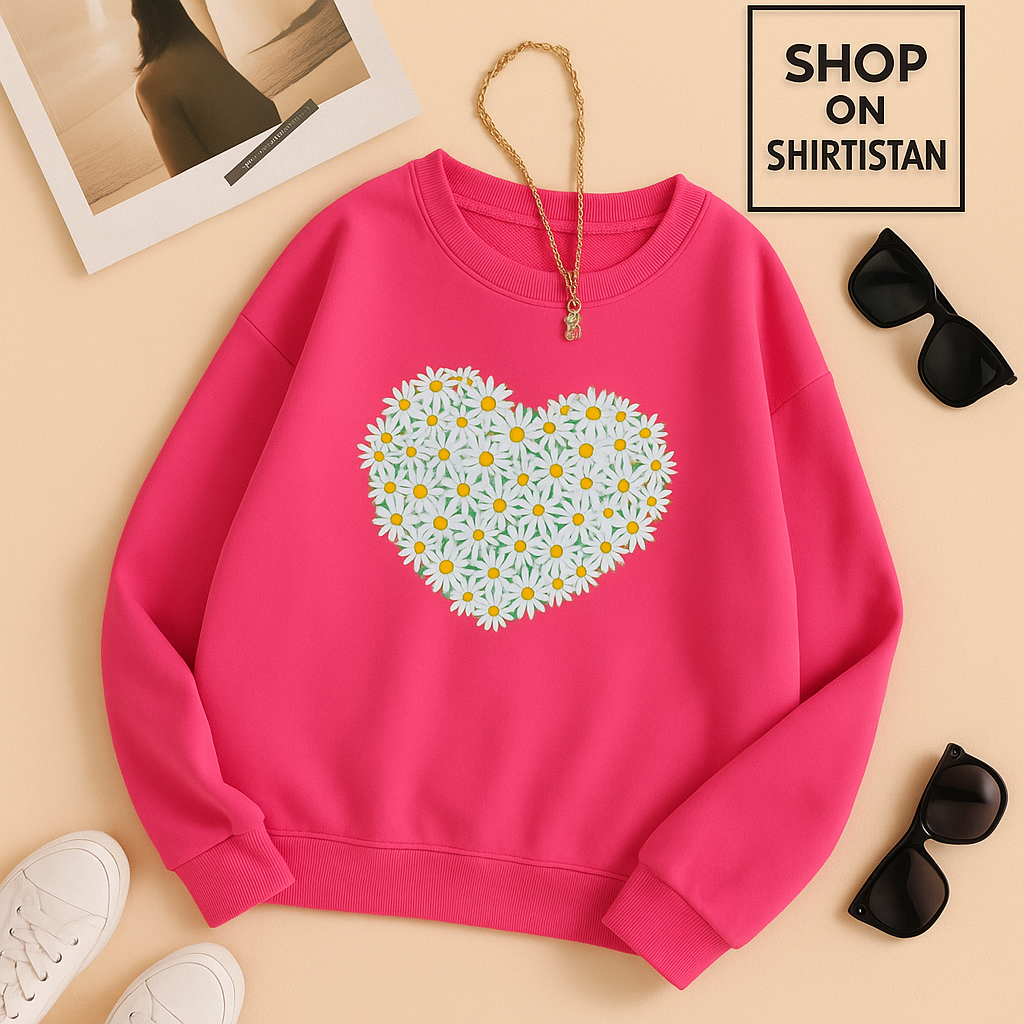 DAISY HEART PINK SWEATSHIRT