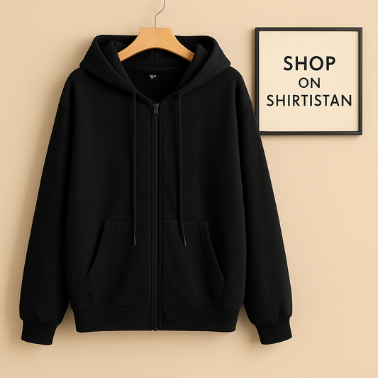BLACK ZIPPER HOODIE