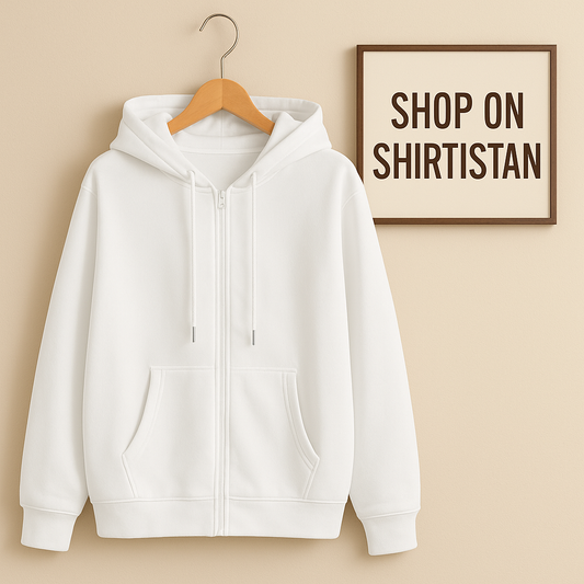 WHITE ZIPPER HOODIE