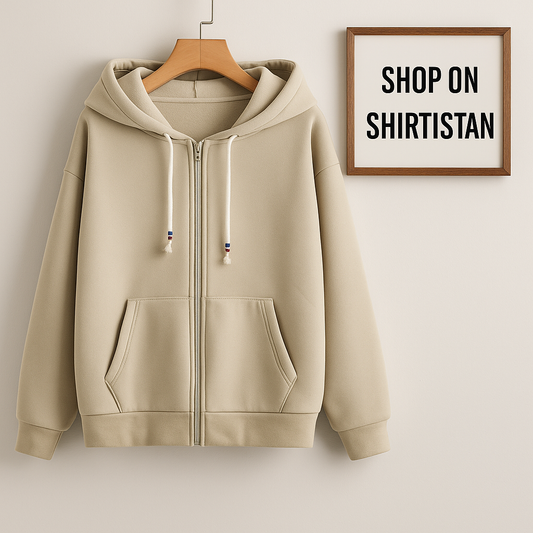 BEIGE ZIPPER HOODIE