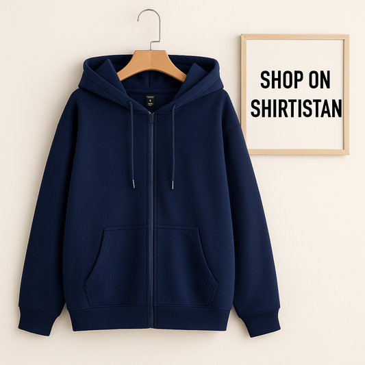 NAVY BLUE ZIPPER HOODIE