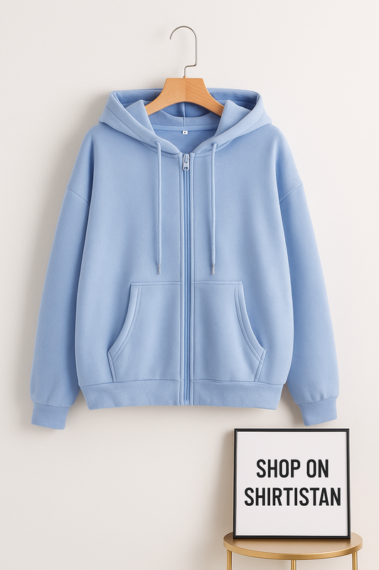 SKY BLUE ZIPPER HOODIE