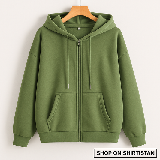 OLIVE GREEN ZIPPER HOODIE