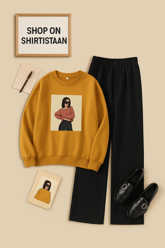 MUSTRAD SWEATSHIRT OFFSHOULDER GIRL WITH BLACK FORMAL PANT