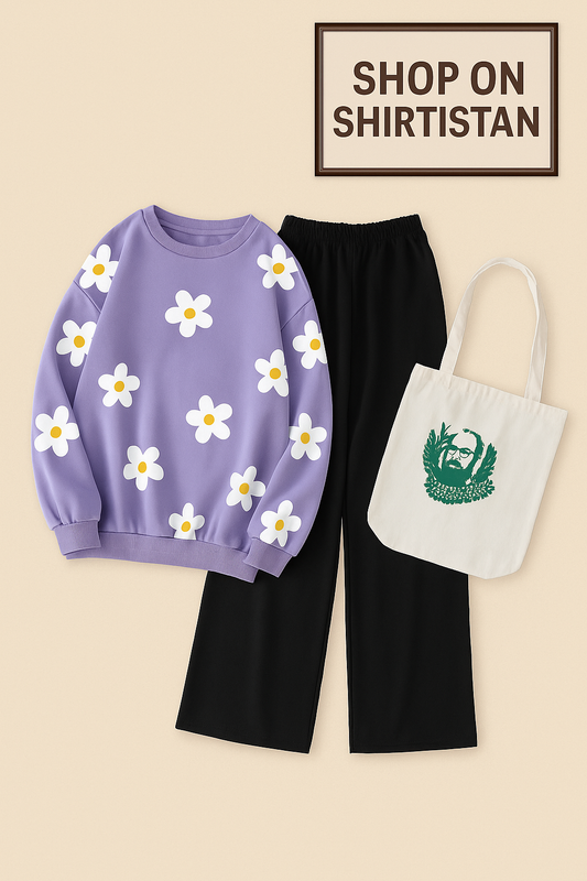 LILAC SWEATSHIRT SUNFLOWER ALLOVER WITH FLAPPER