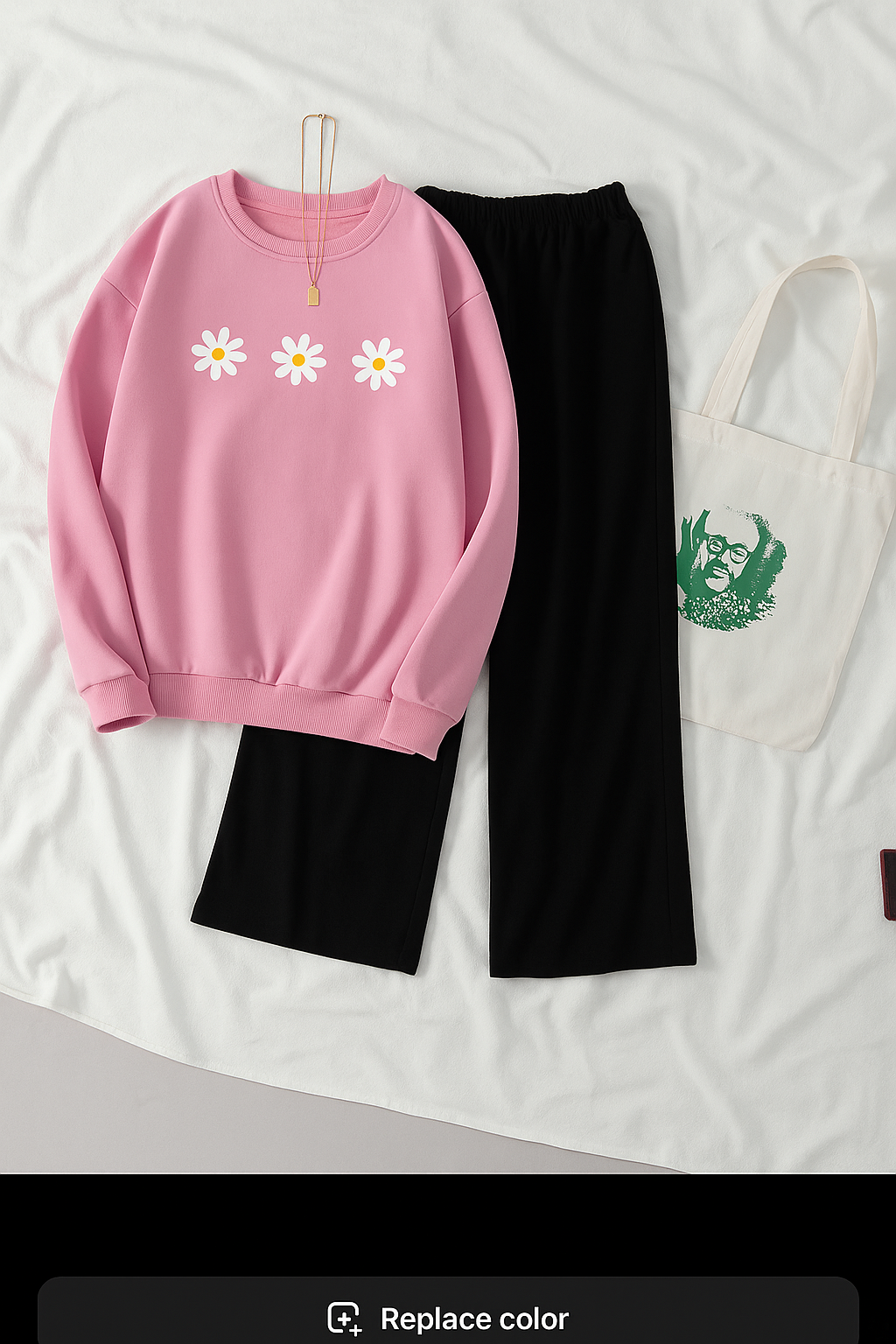 PINK SWEATSHIRT WITH 3 DAISY WITH FLAPPER