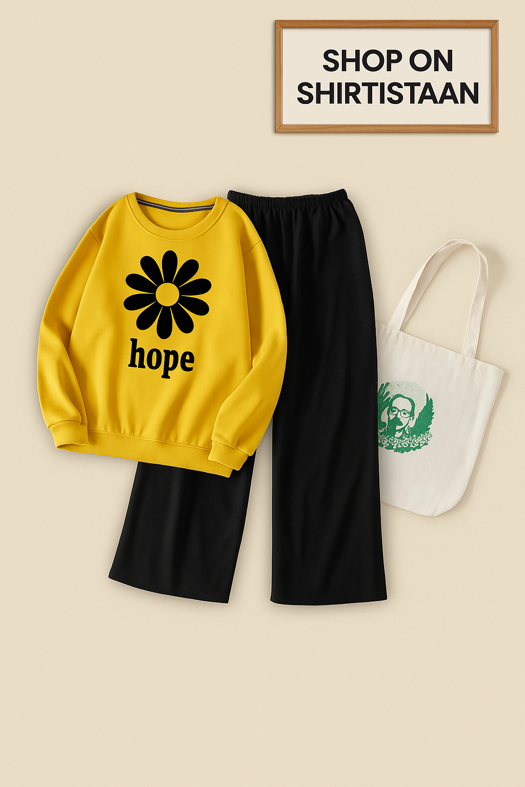 YELLOW HOPE SWEATSHIRT WITH FLAPPER