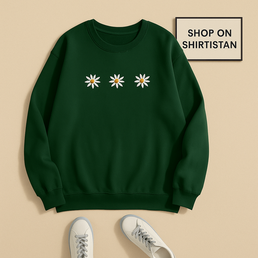 BOTTLE GREEN SWEATSHIRT THREE DAISY