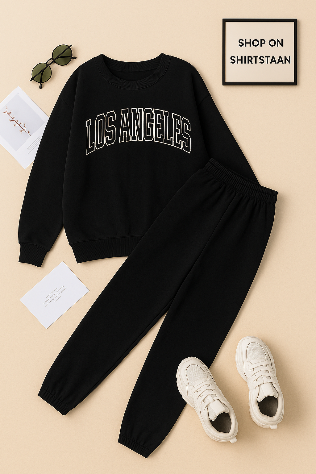 BLACK SWEATSHIRT LOS ANGELES WITH BLACK SWEATPANT