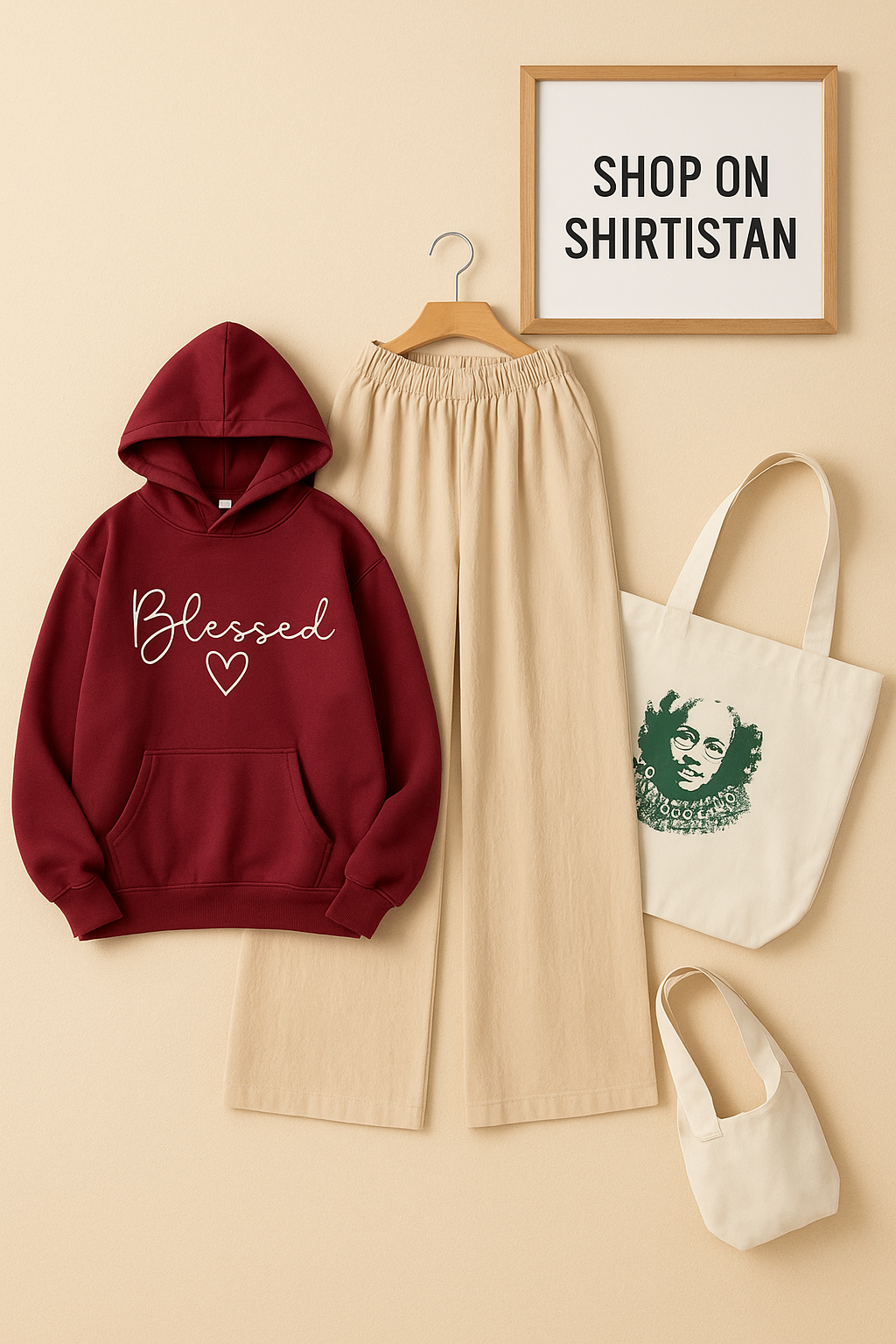 BLESSED MAROON HOOD WITH BEIGE FLAPPER