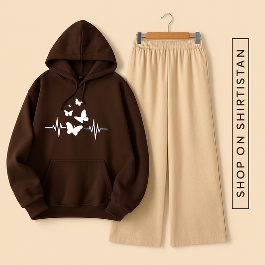 BUTTERFLY VEIN BROWN HOOD WITH BEIGE FLAPPER
