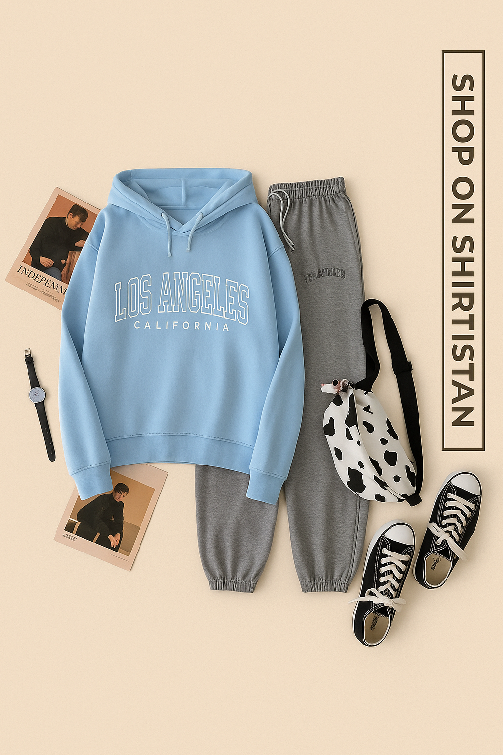 LOS ANGELES SKY BLUE HOOD CHARCOAL TROUSER