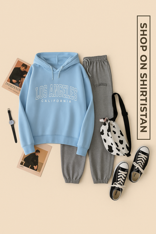 LOS ANGELES SKY BLUE HOOD CHARCOAL TROUSER