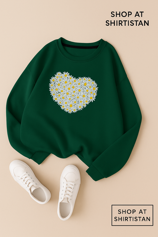 DAISY HEART BOTLLE GREEN SWEATSHIRT