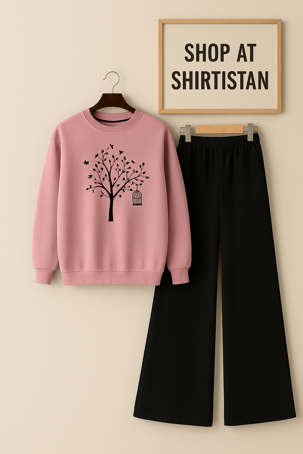 NEW TREE PINK SWEATSHIRT WITH FLAPPER