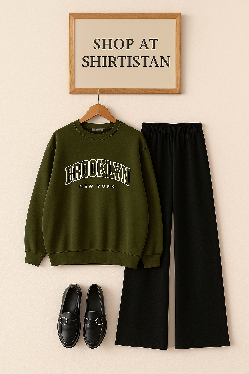 BROOKLYN OLIVE GREEN SWEATHSIRT WITH FLAPPER