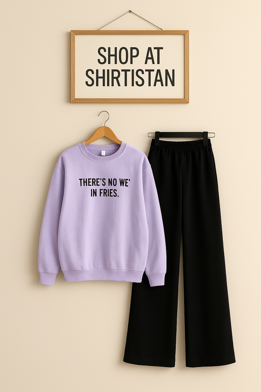 LILAC SWEATSHIRT WE IN FRIES WITH BLACK FLAPPER