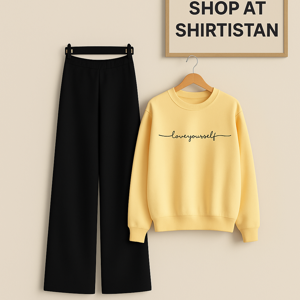 CREAM SWEATSHIRT LOVE YOURSELF WITH BLACK FLAPPER