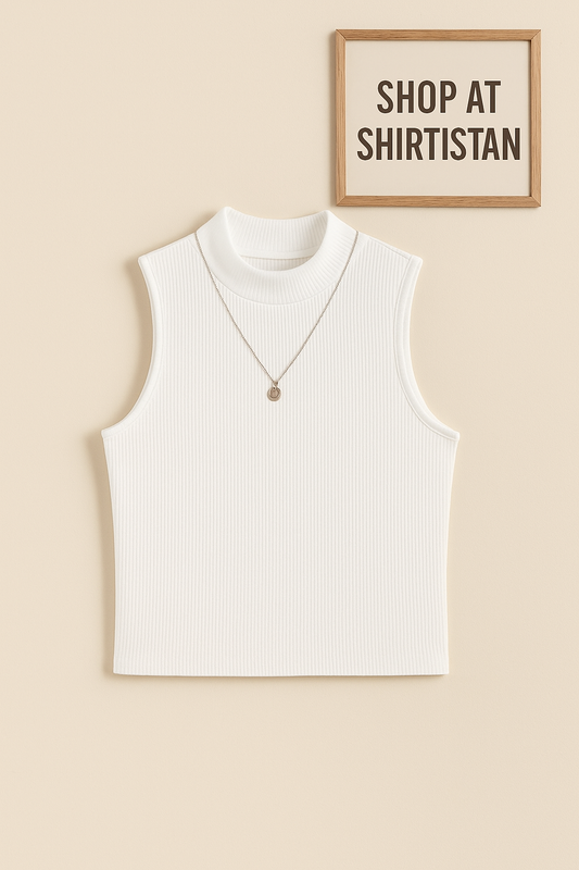 WHITE RIB KNIT TANK TOP
