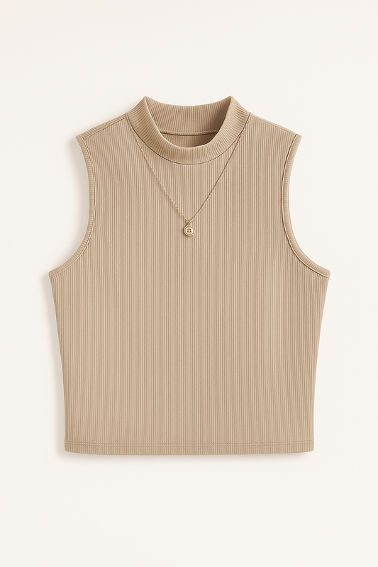 SKIN COLOR RIB KNIT TANK TOP