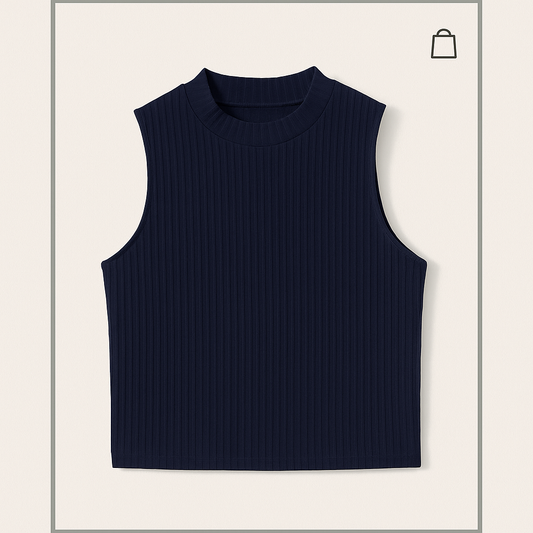NAVY BLUE RIB KNIT TANK TOP