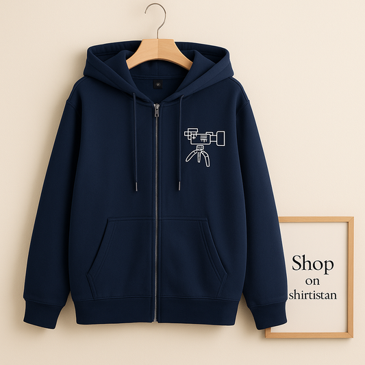 NAVY BLUE ZIPPER HOOD POCKET SCOPE