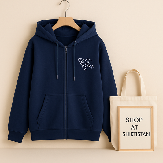 NAVY BLUE ZIPPER HOOD POCKET ROCKET